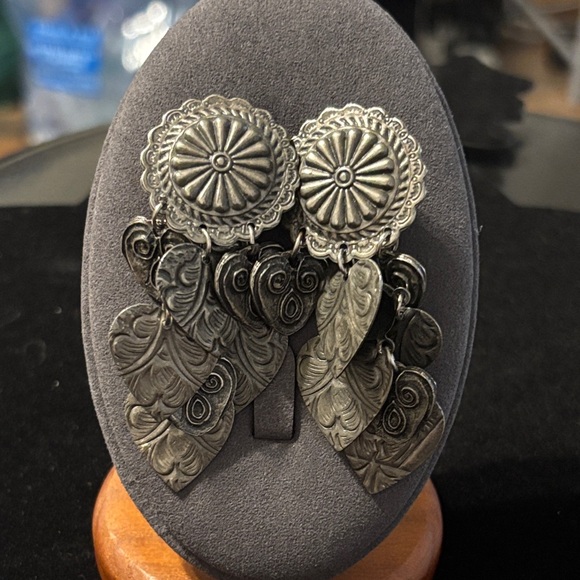 Heart Concho Waterfall Cha Cha Earrings Pressed Hearts - Picture 8 of 12